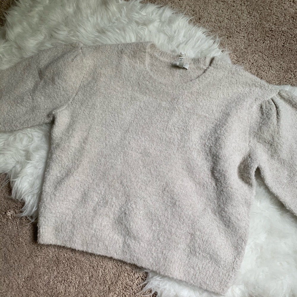 Joie Metallic Puff Sleeve Sweater